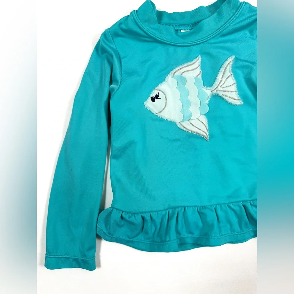 GYMBOREE Girls‎ Fish Applique Swim RashGuard Top 18-24m Coastal July Refresh